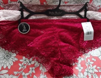 DELTA BURKE кружева BOYSHORTS трусики нижнее белье 3-Pack 3114 женщин размер 2 X новый с Ярлыками - Изображение 1 из 4