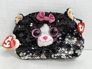 TY Fashion Cat KIKI Black/Silver Sequins Accessory Purse Clutch Pink Bow 7" - Picture 1 of 7