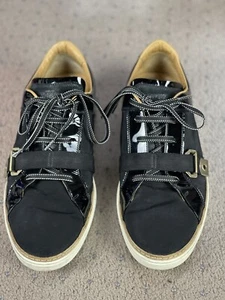 Jimmy Choo 2016 Negro/Dorado Patente Cuero Diácono Zapatos de Lona Hombres Talla 43 EE. UU. Talla 10 - Imagen 1 de 6
