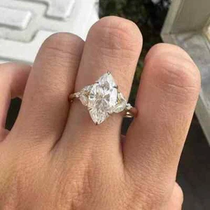 5.30CTW Marquise Cut Lab Grown/CVD Diamond Engagement Ring 14k Yellow Gold - Picture 1 of 17
