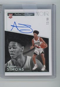 2018 Noir Anfernee Simons Rookie Auto /99 #398
