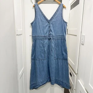 Gap Jean Cotton Midi Dress Light Wash Plus XL Boho Garden Farm Pockets Cottage - Picture 1 of 7