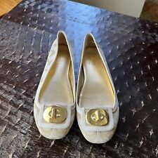 Coach VINETTE Tan Signature Logo Fabric Slip On Loafers with Gold Hardware 6B
