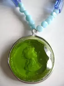 Moda Francese - Rara Collana Con Perline Vetro MARC LABAT Nuova Senza Etichette Verde Insolito - Foto 1 di 1