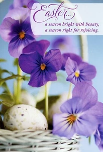 Thoughtful EASTER Card, Purple Pansy Flower Blessed Spring by Hallmark +Envelope - Picture 1 of 5