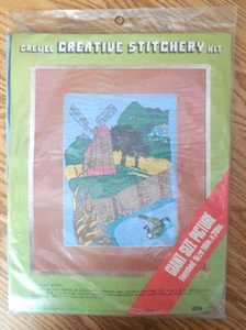NEW!  Vogart Crewel Creative Stitchery Stamped Embroidery Kit "Windmill"  16x20 - Picture 1 of 3