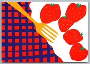 Abstract Strawberry Shortcake 1980's Art Sara Anderson Invitation postcard E2 - Picture 1 of 2