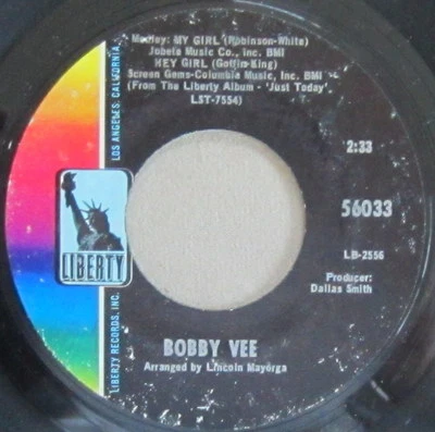 Bobby Vee - My Girl / Hey Girl, Vinyl, 45rpm, 1968, Very Good condition - Imagem 1 de 2