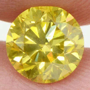 Round Shape Diamond Fancy Yellow Color Loose Natural Enhanced 0.90 Carat VS2 - Picture 1 of 10