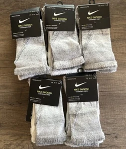 Lot Of 5 Nike Youth Athletic Swoosh Crew Socks 2 Pack 5Y-7Y Gray And White - Picture 1 of 4