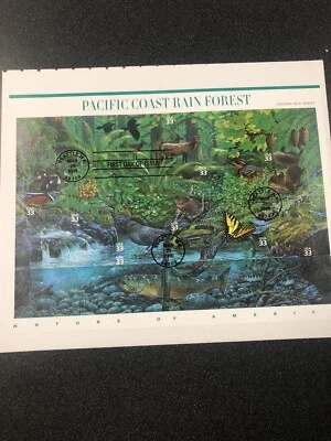 FDC 3378 Souvenir Page Pacific Coast Rain Forest 10 Stamps With Envelope - Image 1 of 4