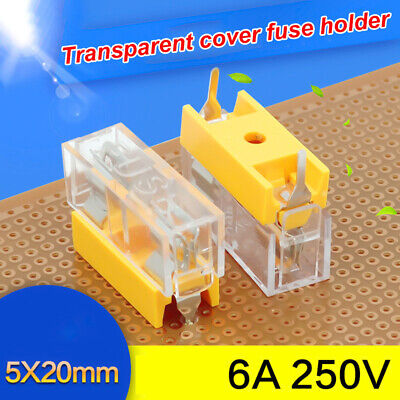5 X 20mm Fuse Holde Base Socket Fuse Box With Transparent Cover 6Amp 250V • 2.51£