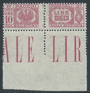 1946 LUOGOTENENZA PACCHI POSTALI 10 LIRE LUSSO MNH ** - I29-10 - Picture 1 of 1