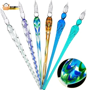 6 Stück Handarbeit Glas Dip Pen Kristallglas Signatur Stift Kalligraphie Glas P - Bild 1 von 12