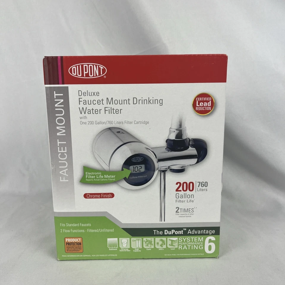 DuPont Deluxe Faucet Mount Water Filter, Model WFFM350, Chrome - Image 1 of 2