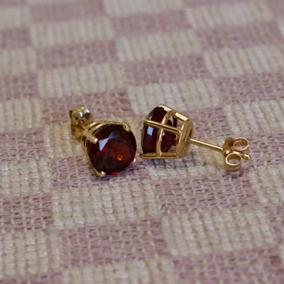 NUEVOS ARETES DE RODOLITA REDONDOS CORTE BRILLANTE DE 3,50 QUILATES ORO AMARILLO 14K 7mm Foto 1 de 4