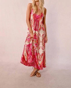 Molly Bracken Women's Daphne Long Satin Dress Pink - Picture 1 of 11