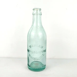 Antique Wausau Bottling Works 7.5 fl oz Aqua Glass Bottle 7-3/8" Tall - Picture 1 of 6