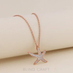 14k vergoldet Silber Rundschliff Moissanit Seestern Anhänger mit 18" Kette - Bild 1 von 15