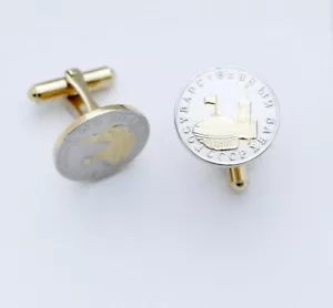 C0303 CUFF LINKS CUFFLINKS CCCP BANK KREMLIN RUSSIA SOVIET UNION TWO TONE NEW - Picture 1 of 1