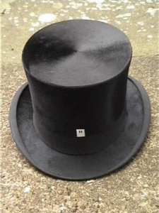 11 - Antique German Carl Lauer, Coblenz Black Silk Top Hat Sz 7 . - Picture 1 of 6