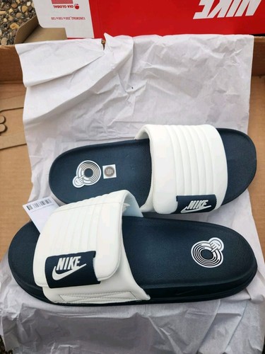 NUOVO CON SCATOLA NIKE OFFCOURT ADJUST SLIDE BIANCO MARINO N TAGLIA 11