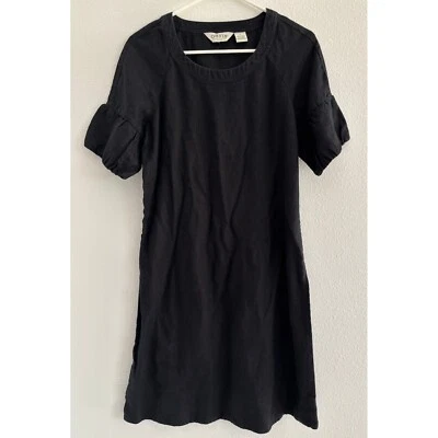Vestido Orvis Mujer 6 Negro Lino Manga Abullonada Preppy Minimalista Cápsula Clásico Foto 1 de 4