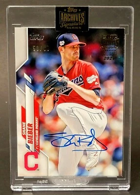 2021 Topps Archives Signature Series Shane Bieber 50/99 Hard Signed Sealed - Image 1 of 2
