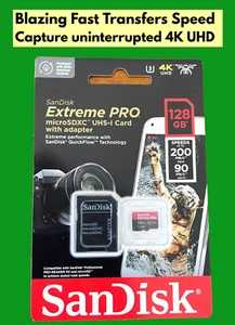 SanDisk 128GB Extreme PRO microSDXC Memory Card A2 V30 4K UHD 200MB/s Class 10 - Picture 1 of 1