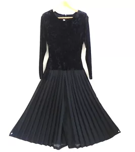 Vtg Ann Tobias Jumpsuit Long Sleeve Velour/Pleated Chiffon Pants Black Size S - Picture 1 of 12