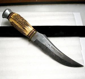 Vintage Edge Brand Solingen Original Buffalo Skinner Stag Handle Hunting Knife - Picture 1 of 10