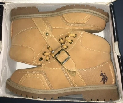 Botines Polo Assn tostados EE. UU. cordones y hebilla Andes niños talla EE. UU. 3,5 M Foto 1 de 4