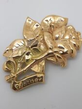 9ct Solid Yellow Gold Vintage Rose & Leaf Love Mother Brooch ideal gift