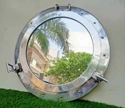 Ventana de barco 24" ojo de buey vintage latón náutico antiguo acabado plateado Foto 1 de 4