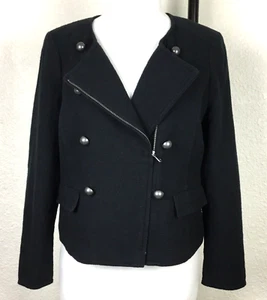 Talbots Jacket Size 14 Black Women's Cotton Packets Coat Pea Coat Classic - Picture 1 of 12