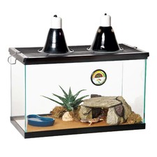 Aquarium Reptile Habitat Glass Tank Terrarium Turtle Starter Kit Screen Bulb