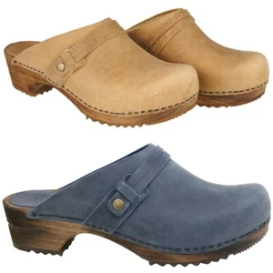 Zuecos de madera Sanita Ursana para mujer | Pantuflas | zapatos de jardín | cuero Nubuck - NUEVOS - Imagen 1 de 5