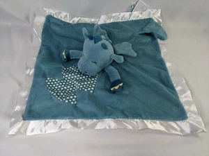 Douglas Lil Snugglers Baby Blue Dragon Lovey White Satin Stuffed Animal Toy - Picture 1 of 5