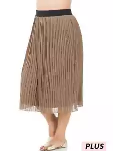 Woven Chiffon High Waist Pleated Midi Skirt - Picture 1 of 2