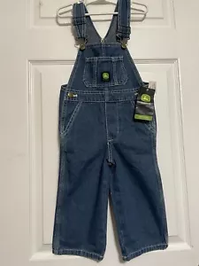TODDLER BOYS GIRLS JOHN DEERE BLUE DENIM OVERALLS OUTFIT SIZE 2T New W/ Tags - Picture 1 of 8