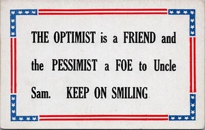 Postcard World War II War Time Motto Uncle Sam Red White And Blue - Picture 1 of 2