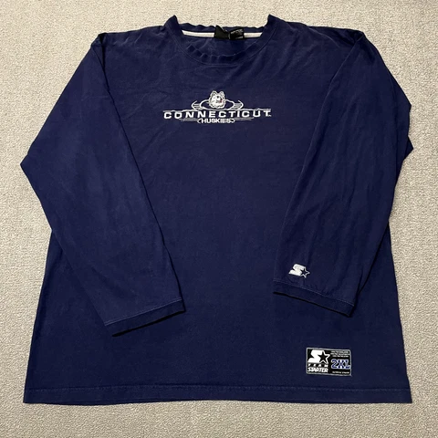 UConn Huskies Shirt Men 2XL Blue Navy College University Long Sleeve Starter VTG Cover