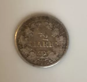 Deutsches Reich Silver Coin; German Empire 1/2 Half Mark 90% .900 1905-15, 4 Av. - Picture 1 of 12