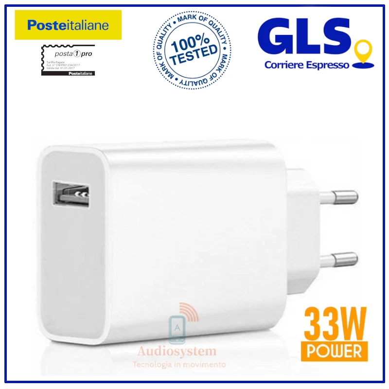 CARICABATTERIE ORIGINALE XIAOMI MDY-11-EZ FAST RAPIDO 33W CARICA BATTERIA BIANCO