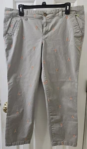 OLD NAVY PANTS Cropped Size 14 Cotton Blend Light Green w/Orange Lobsters - Picture 1 of 6