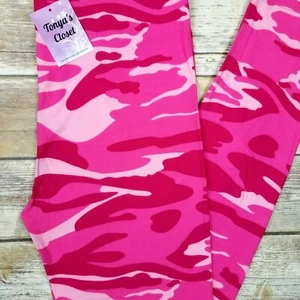 PLUS Pink Camo Leggings Camouflage Army Print Buttery Soft 10-18 TC - Picture 1 of 5