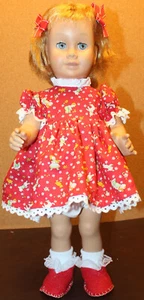 CHATTY CATHY DOLL W/NEW OOAK RED VTG PRINT DRESS, SLIP, SHOES & HAIR CLIPS - Picture 1 of 16