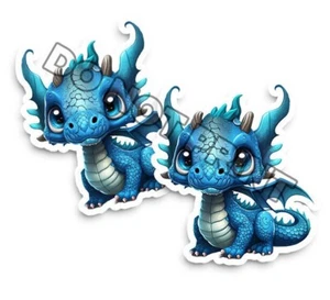 Pegatinas Baby Dragon dragones azules con alas de murciélago calcomanías troqueladas M33033 conjunto de 2 - Imagen 1 de 2