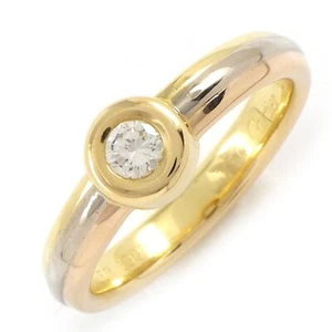 Cartier Ring Mono Stone Bezel 1 Point Diamond 750(18K) Tri-Color Gold #52 US6 - Picture 1 of 9