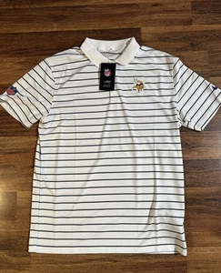 Minnesota Vikings Nike Dri Fit Mens Medium White Black Striped On Field Polo NWT - Picture 1 of 14